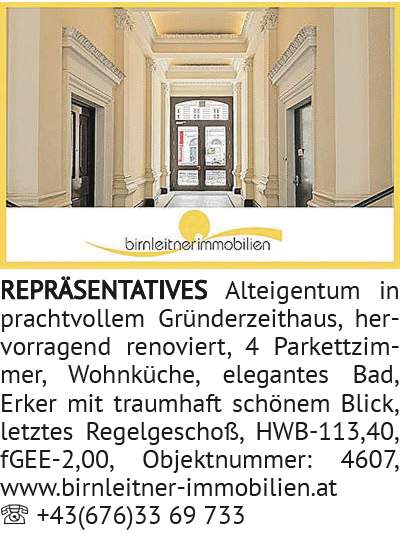 REPRÄSENTATIVES Alteigentum in prachtvollem Gründerzeithaus, hervorragend renoviert, 4 Parkettzimmer