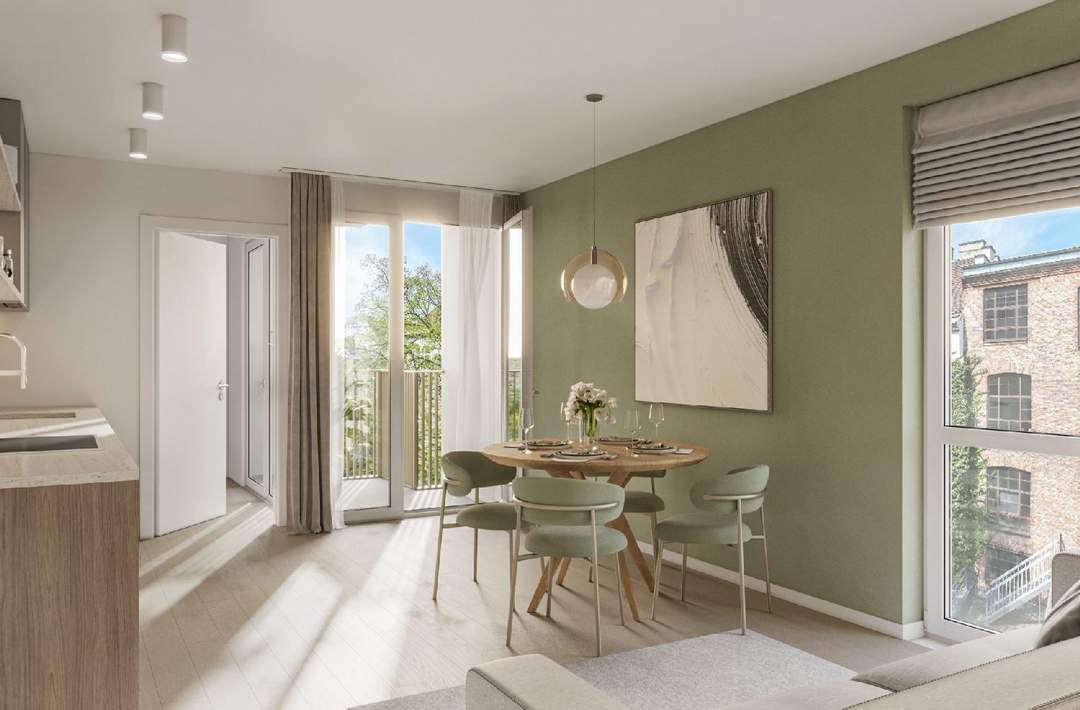 "Wohnoase Siebenbrunnengasse 44 - Großzügig Wohnen mit Westbalkon - Nachhaltig. Ruhig. Besonders."