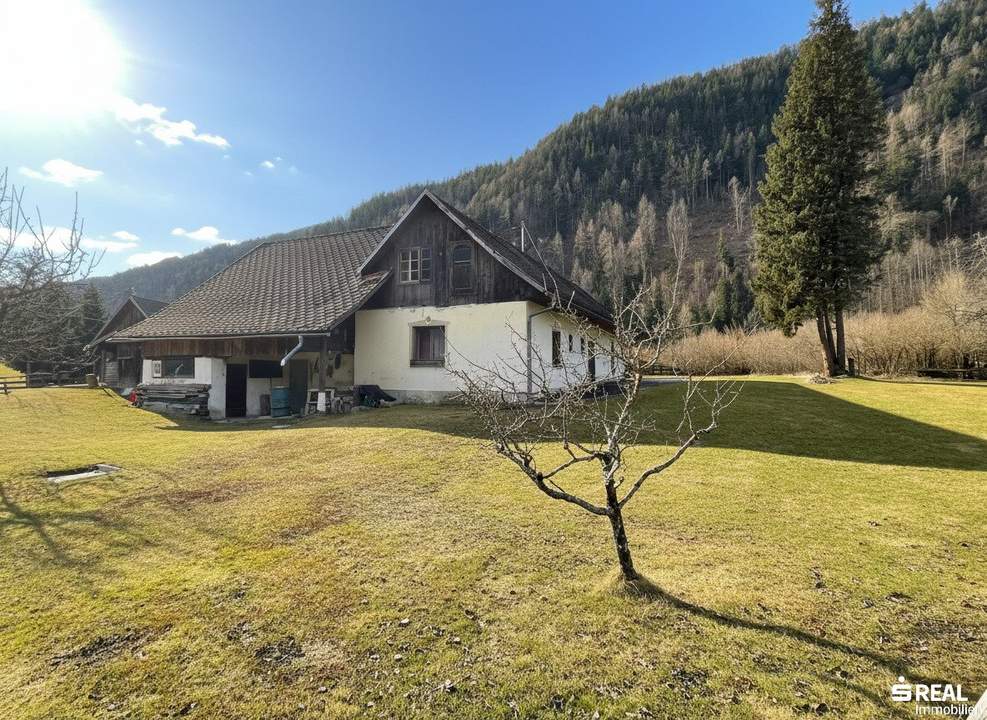 Ebenes, südlich ausgerichtetes Baugrundstück mit guter Verkehrsanbindung im Mölltal + abbruchreifes Haus