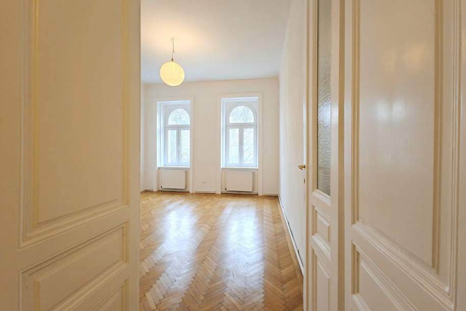 Einsiedlerpark: Herrliche Eckwohnung + Grünblick + Nachmittagssonne + 650m zur U4 + Altwien-Elemente, Wohnung-kauf, 298.000,€, 1050 Wien 5., Margareten