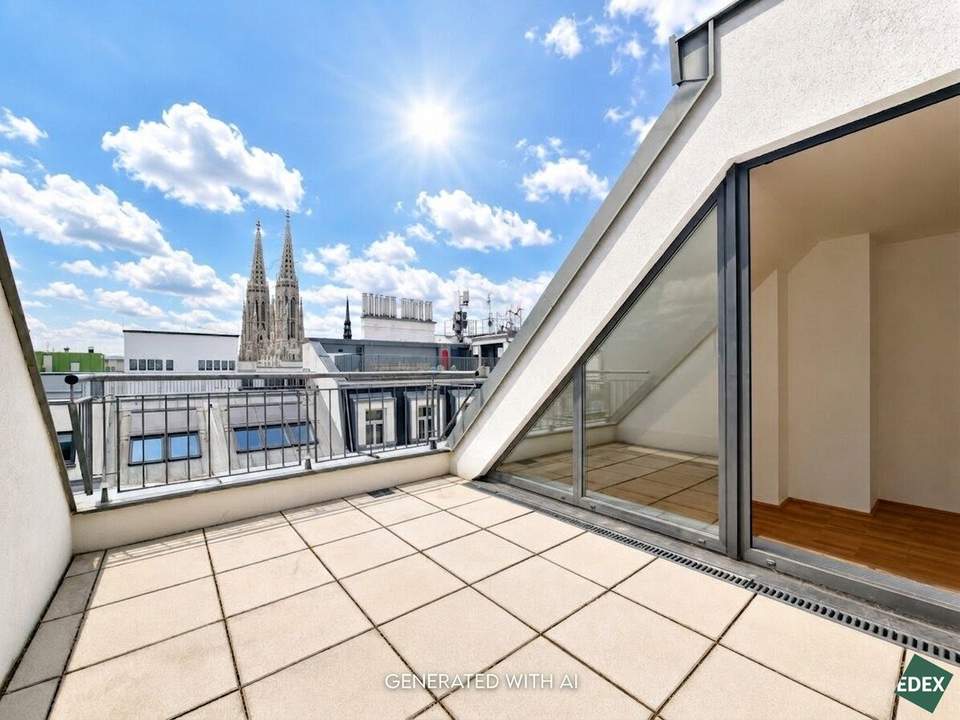 Klimatisierte 4-Zimmer DG-Maisonette mit Terrasse nahe Schottentor (optional mit PKW-Stellplatz)