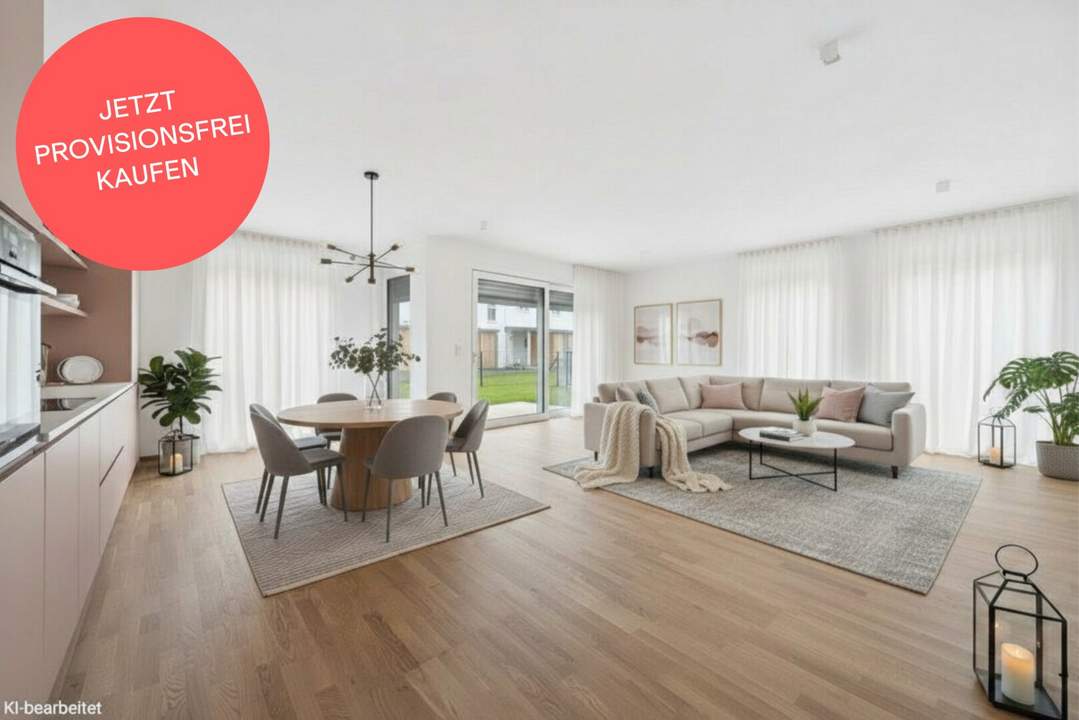 PROVISIONSFREI! Lichtdurchflutete 3-Zimmer-Gartenwohnung | Loggia, Terrasse &amp; Garten | Schrank- und Abstellraum