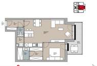 Hofseitig ausgerichtete 2-Zimmer-Wohnung mit großem Balkon und Hochbeet