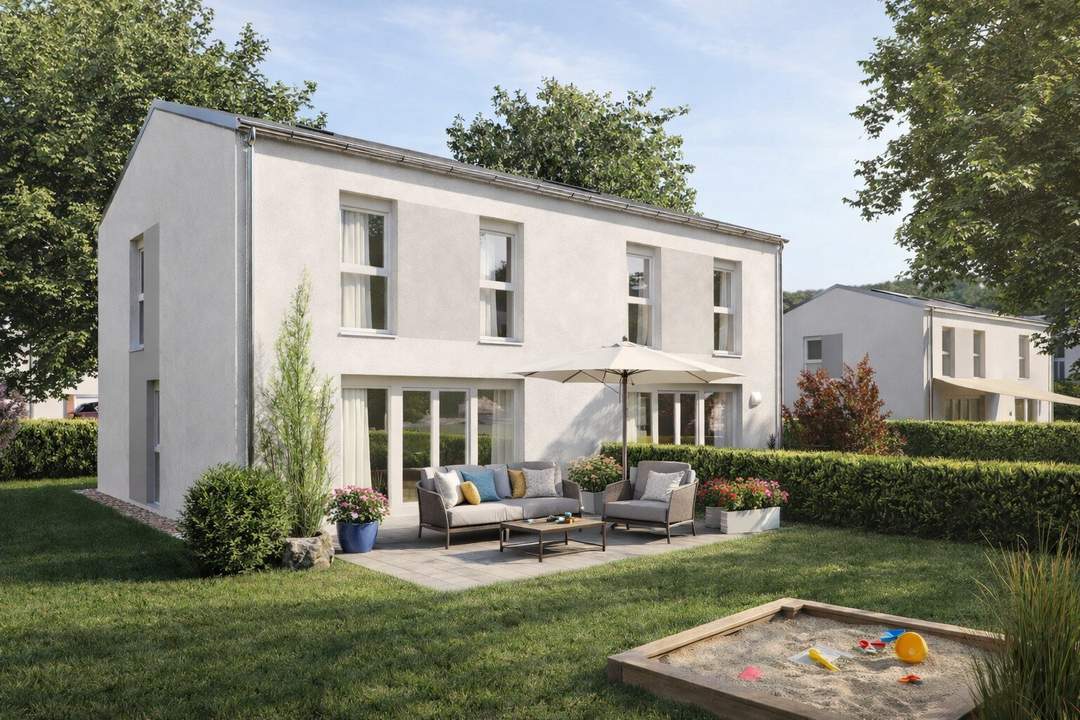 Niedrigenergie-Ziegelmassiv Doppelhaus | LWP, PV-Anlage | 4 Zimmer | Terrasse, Eigengarten & 2 Parkplätzen