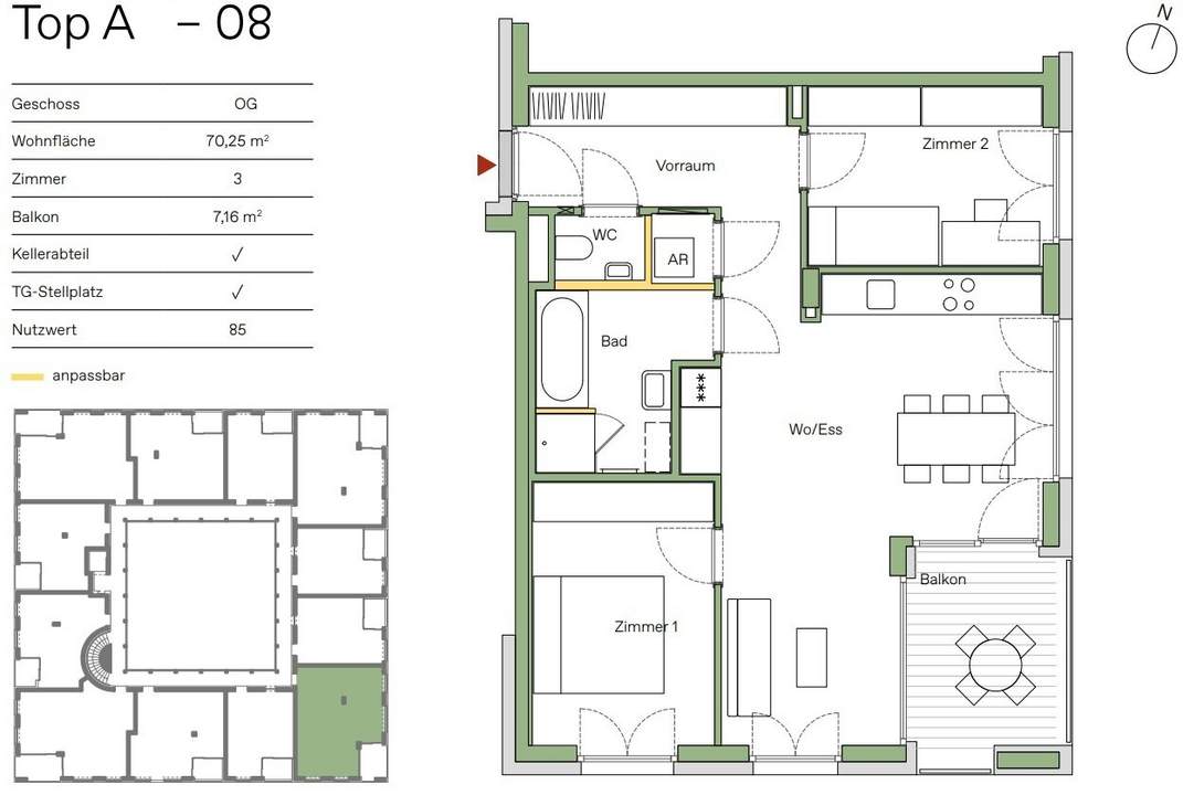 3 Zimmer Neubau-Erstbezug mit Süd-Ost-Balkon und Garage - Provisionsfrei