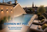 LUXUS PENTHOUSE MIT DACHTERRASSE UND POOL - BLICK AUF DONAUKANAL