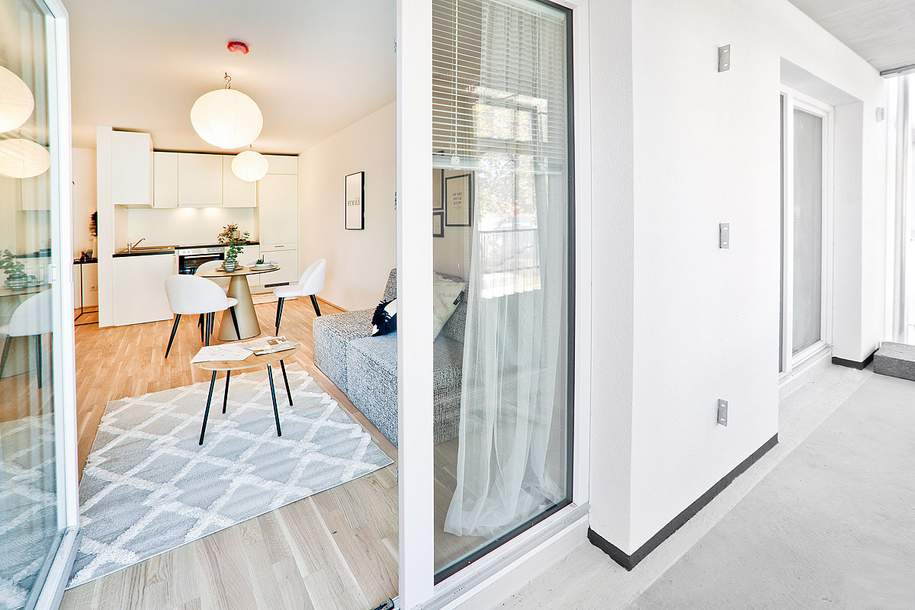 Neu am Markt: 2-Zimmer-Wohnung im Niedrigenergiehaus | Balkon, Fußbodenheizung, Kellerabteil, U2, Wohnung-miete, 899,00,€, 1220 Wien 22., Donaustadt