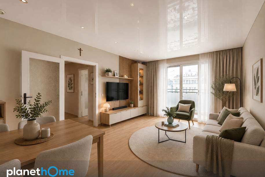 Lichtdurchflutete 3-Zimmer-Wohnung mit Loggia - hohes Stockwerk, gepflegter Zustand, Wohnung-kauf, 219.000,€, 1100 Wien 10., Favoriten