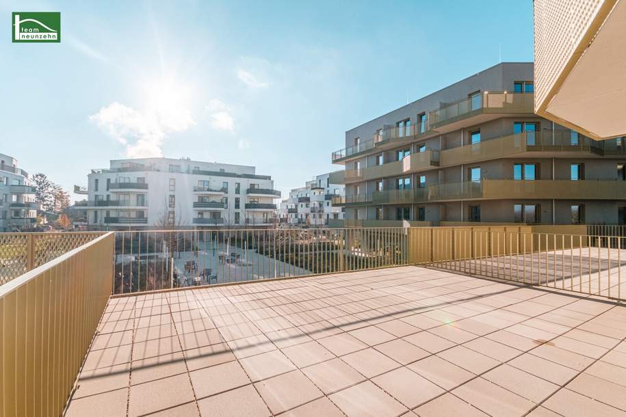 Große Terrasse zum Entspannen in Grün-Ruhelage _ Sonnenanbeter werden es lieben - Provisionsfreier Neubau, Wohnung-kauf, 298.000,€, 1210 Wien 22., Donaustadt