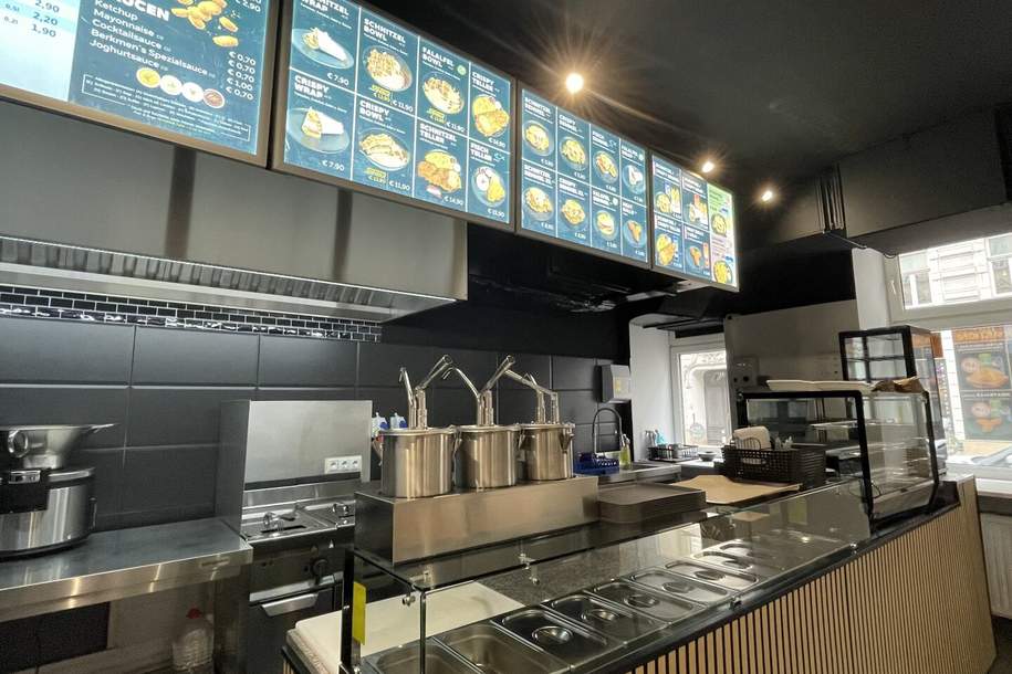 DEIN IMBISS IN NEUBAU: Saniert, betriebsbereit, günstige Miete &amp; Schanigarten., Gewerbeobjekt-miete, 1.015,00,€, 1070 Wien 7., Neubau