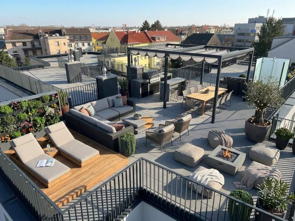 100 m² private Dachterrasse – Einzigartige 3-Zimmer-Wohnung nahe Inzersdorf