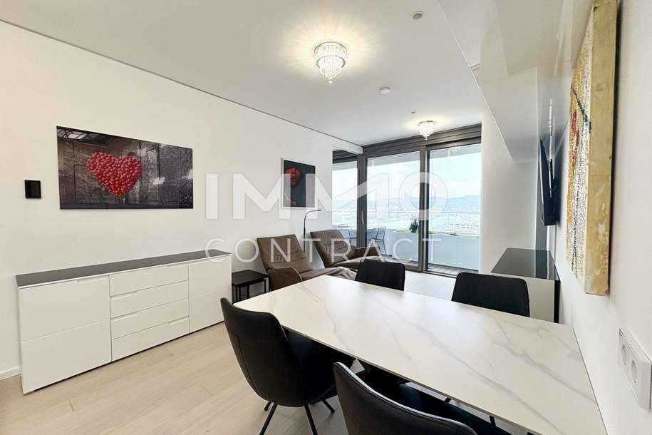Attractively Furnished 3-Room Apartment with a View - DANUBEFLATS - Pool, &amp; Gym in the Building, Wohnung-miete, 1.899,43,€, 1220 Wien 22., Donaustadt