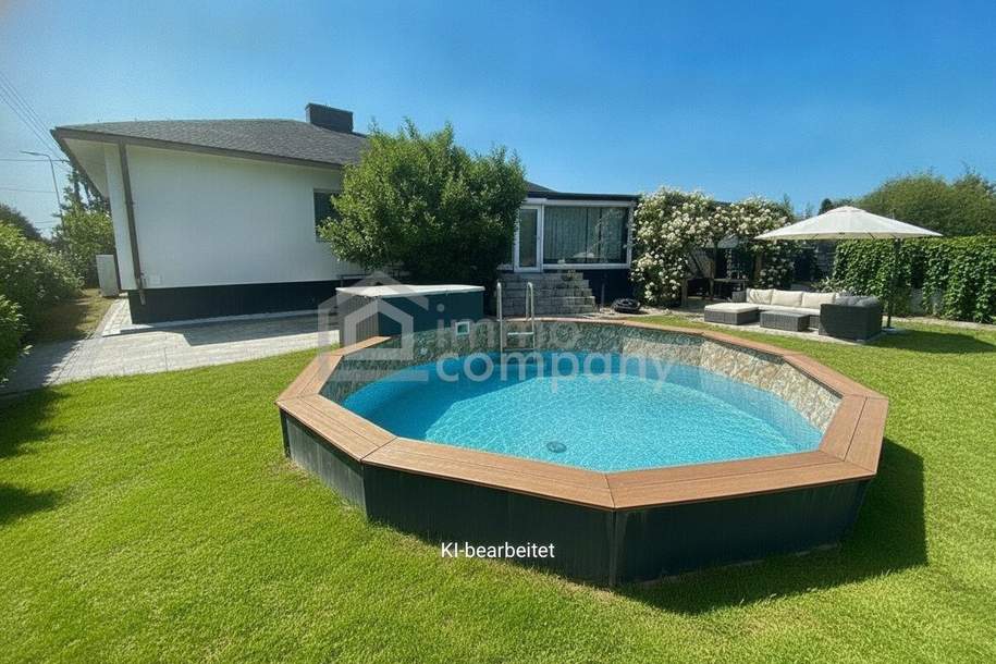 Moderner Bungalow in Strasshof: Pool, 151m², Garten, 2 Garagen, Top Ausstattung!, Haus-kauf, 595.000,€, 2231 Gänserndorf