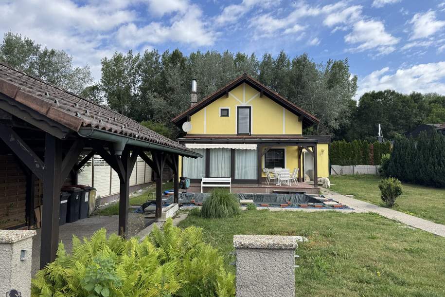 Charmantes Einfamilienhaus mit Pool auf Pachtgrund in ruhiger Donau-Lage, Haus-kauf, 279.000,€, 3424 Tulln