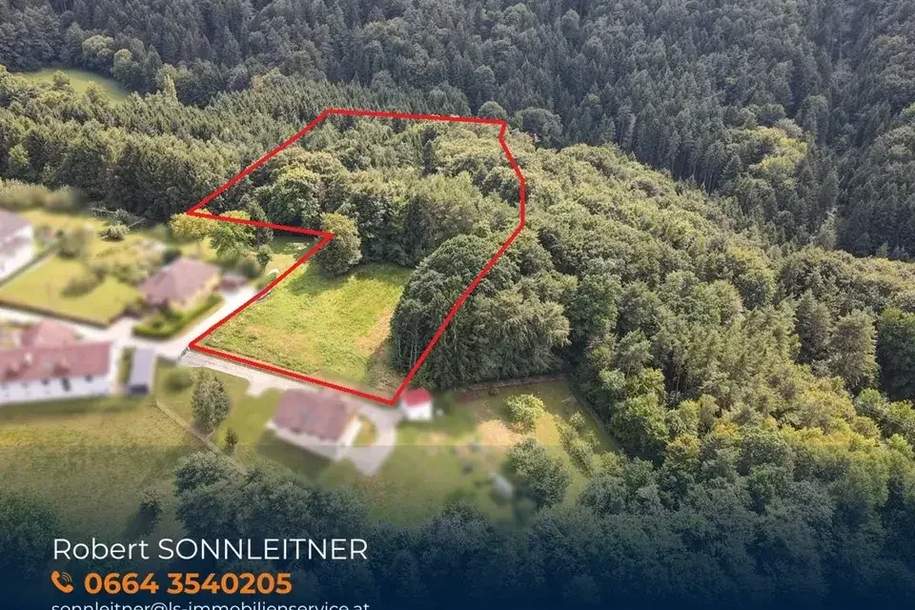 Ruhelage am Ende einer Sackgasse – sonniges Bauland mit eigenem Wald & Möglichkeit zur Grundstücksteilung, Grund und Boden-kauf, 132.000,€, 8274 Hartberg-Fürstenfeld