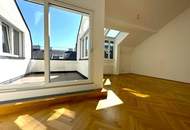 BÖRSE-NÄHE, klimatisiertes 98 m2 Dachgeschoss mit 9 m2 Terrasse, 3 Zimmer, Extraküche, 2 Bäder, Gonzagagasse