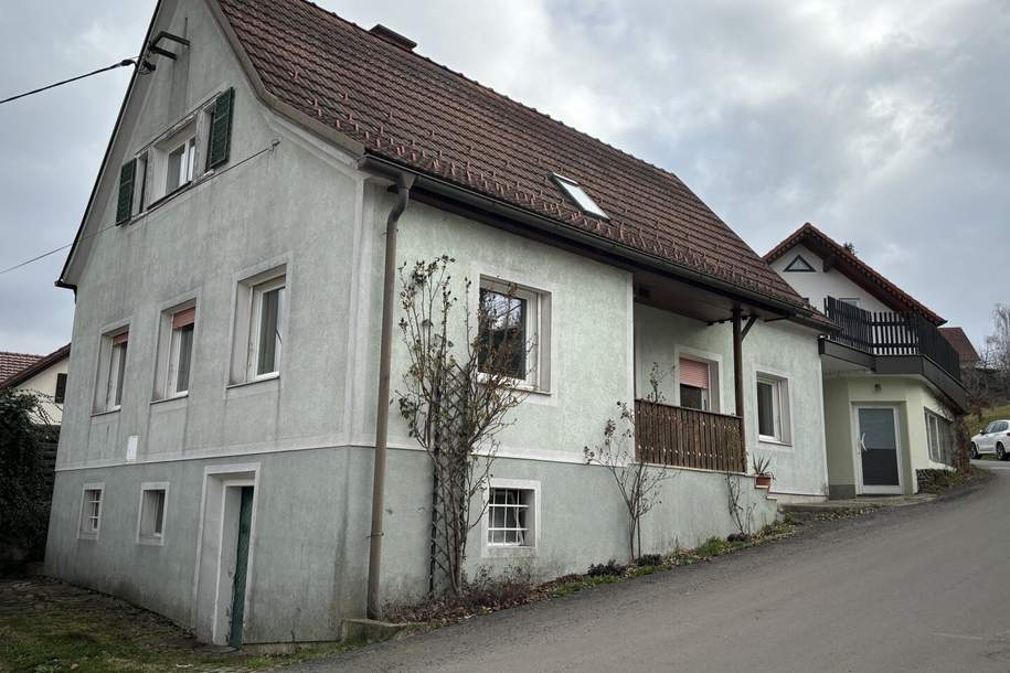 Wohnhaus mit Teilkeller und angrenzendem Hobbyraum mit Dachterrasse, Haus-kauf, 169.000,€, 8091 Südoststeiermark