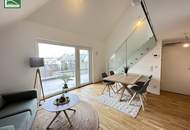 Traumhafte Erstbezugs-Maisonette mit Galerie, großer Terrasse und Weitblick nahe Kagraner Platz! Hochmoderne Ausstattung und Küche inkludiert!