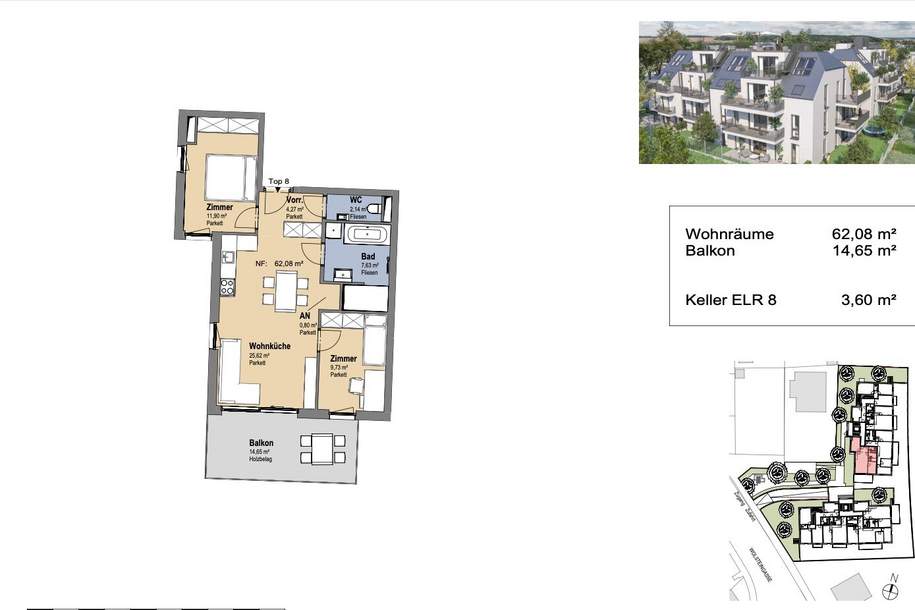 Neues Projekt in der Schwarzelackenau beim Marchfeldkanal - noch 18 Einheiten verfügbar!, Wohnung-kauf, 430.000,€, 1210 Wien 21., Floridsdorf