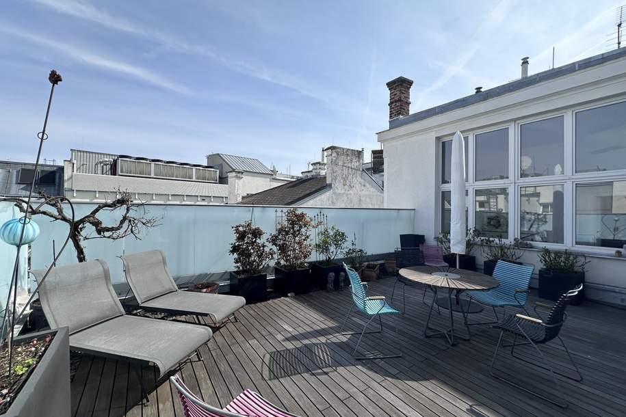 Traumwohnung im DG mit großer Terrasse nähe Karsplatz!, Wohnung-miete, 2.796,18,€, 1040 Wien 4., Wieden