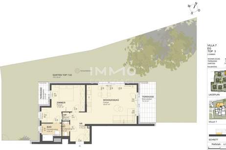 KREMSER WOHNDOMIZIL2Zi- 63qm- Gartenwohnung, 2 Terrassen, Lift, Tiefgarage, in beliebter Grünruhelage, Wohnung-kauf, 392.000,€, 3500 Krems an der Donau(Stadt)