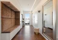 PENTHOUSE ohne SCHRÄGEN mit Vollverglasung und Wellnessterrasse inkl. Sauna und Blick über Wien - außergewöhnliche RARITÄT mit 2x Tiefgaragenplätzen im Haus / Kaufpreis inkl. LUXUS-Möblierung