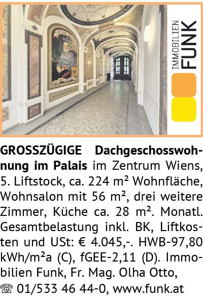 GROSSZÜGIGE Dachgeschosswohnung im Palais im Zentrum Wiens, 5. Liftstock, ca. 224 m² Wohnfläche