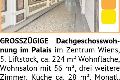 GROSSZÜGIGE Dachgeschosswohnung im Palais im Zentrum Wiens, 5. Liftstock, ca. 224 m² Wohnfläche, Wohnung-miete, 4.045,00,€, 1010 Wien 1., Innere Stadt
