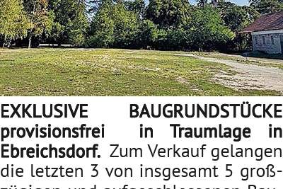 EXKLUSIVE BAUGRUNDSTÜCKE provisionsfrei in Traumlage in Ebreichsdorf. Zum Verkauf gelangen die letzt, Grund und Boden-kauf, 2483 Baden