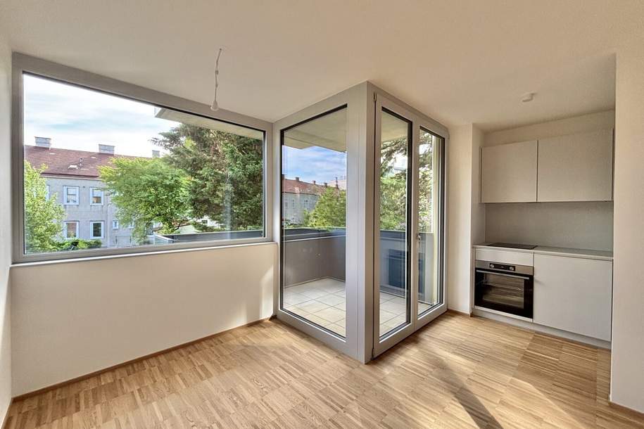 ERSTBEZUG | Außenflächen mit direktem Blick auf den Kahlenberg | vollausgestattete Küchen | Fußbodenheizung und Fußbodenkühlung, Wohnung-miete, 935,00,€, 1210 Wien 22., Donaustadt