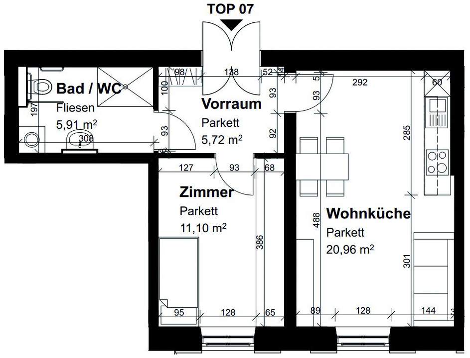 Betreutes Wohnen: Geförderte Altbauwohnung in Graz: 2 Zimmer und Wohnküche