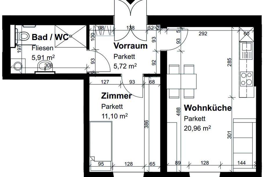 Betreutes Wohnen: Geförderte Altbauwohnung in Graz: 2 Zimmer und Wohnküche, Wohnung-miete, 499,01,€, 8041 Graz(Stadt)