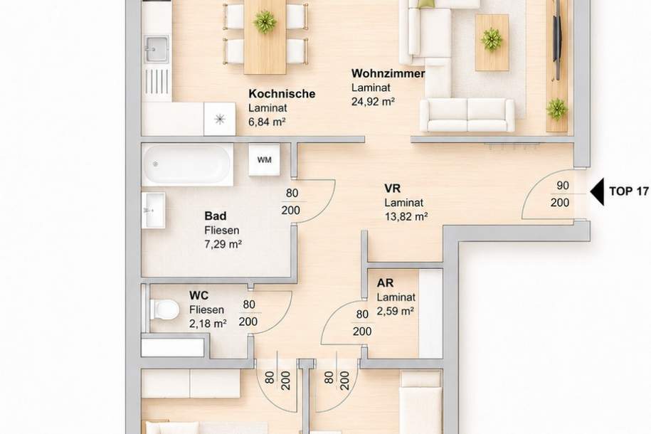 Sonnige Loggia | 3 Zimmerwohnung | BEFRISTETE MIETAKTION, Wohnung-miete, 1.003,20,€, 8020 Graz(Stadt)