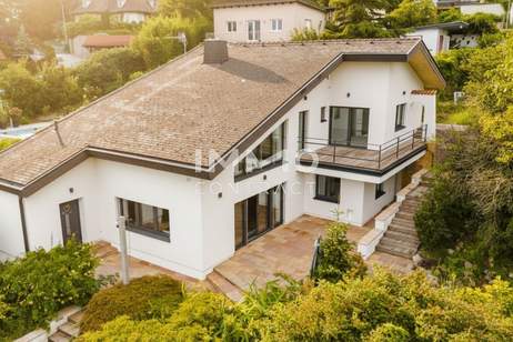 Fernblick Refugium am Hexenberg – Exklusive Architektenvilla in Besthanglage mit Schwimmteich und Gästehaus, Haus-kauf, 1.290.000,€, 2410 Bruck an der Leitha