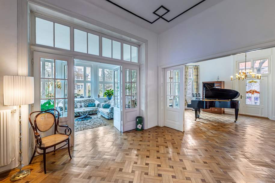Altbau-Residenz I Böcklinstraße I Wohnsalon/Klavier/Konzertzimmer I historische Veranda &amp; Bleiglasfenster I Lift, Wohnung-kauf, 2.190.000,€, 1020 Wien 2., Leopoldstadt