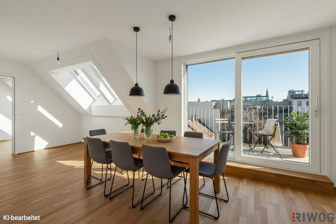 KOMPLETT HOFSEITIGER DG-ERSTBEZUG | Ca. 10 m² Balkon/Terrasse | Nähe Alte Donau | Fernwärme | TG-Stellplatz optional | Ideal für Anleger oder Eigennutzer | Nachhaltiges Projekt