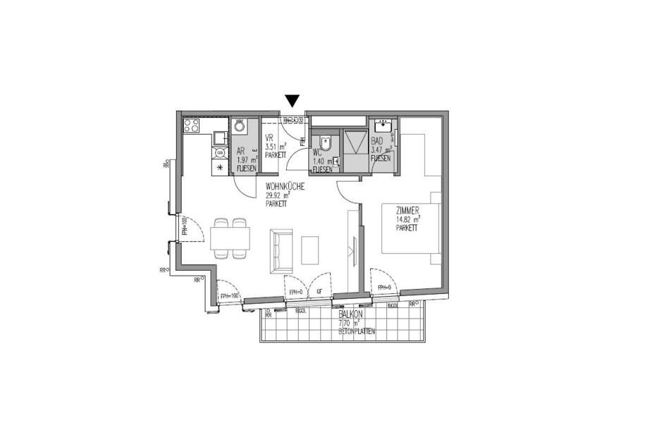 Erstbezug ab April! Gut geschnittene 2-Zimmer-Balkonwohnung in Nussdorf zu vermieten!, Wohnung-miete, 1.290,00,€, 1190 Wien 19., Döbling