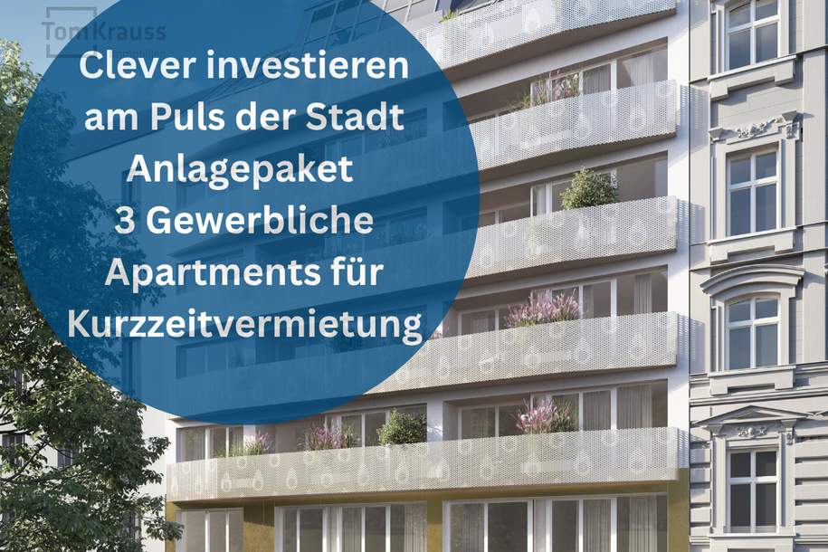 Juwel am Karmelitermarkt: ANLAGEPAKET. 3 gewerbliche Einheiten für Kurzzeitvermietung, Wohnung-kauf, 1.300.000,€, 1020 Wien 2., Leopoldstadt