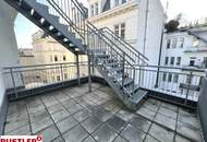 Hofruhelage und Dachterrasse in der Neubaugasse