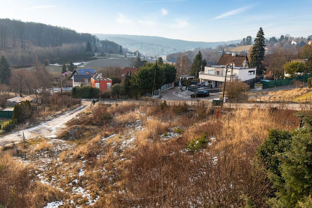 Baugrundstück mit Traumaussicht in Gablitz – inkl. bewilligtem Doppelhaus-Planungsvorschlag