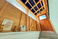 Chalet-Feeling mitten in Donaufeld - Naturstamm-Blockhaus mit Sauna, Kamin und Garten