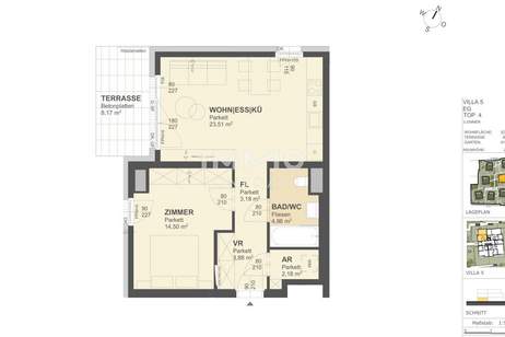KREMSER WOHNDOMIZIL2Zi- 52qm Gartenwohnung,Lift, Tiefgarage, in beliebter Grünruhelage, Wohnung-kauf, 325.000,€, 3500 Krems an der Donau(Stadt)