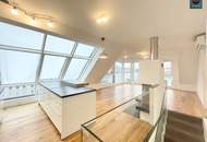 Bis Feb. 2028 befristet vermietete klimatisierte Dachgeschoss Maisonette mit 2 Terrassen und Kamin nahe Uno City!
