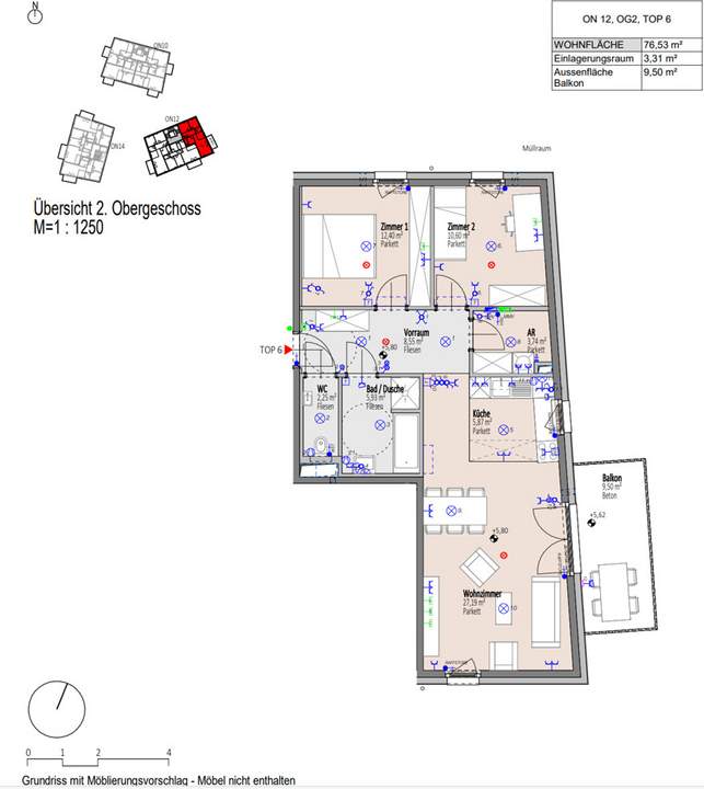 Erstbezugs 3-Zimmer-Wohnung mit großem Ostbalkon im neuen Stadtviertel - provisionsfrei