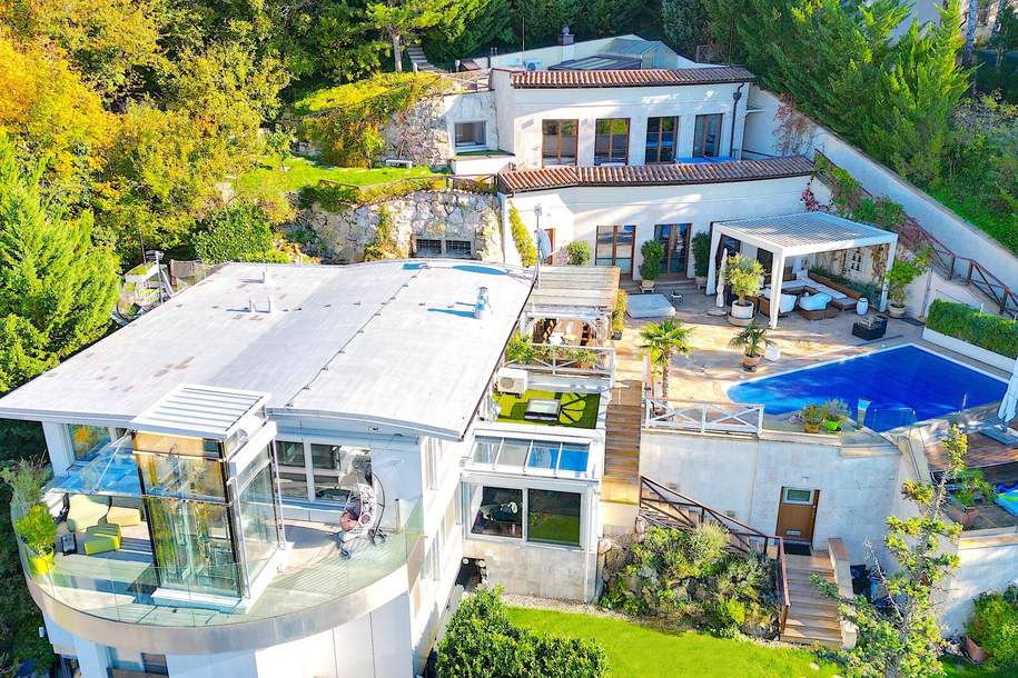 Villa Morgani – Moderne Architektur trifft auf mediterrane Ruheoase in absoluter Privatsphäre, Haus-kauf, 1140 Wien 14., Penzing