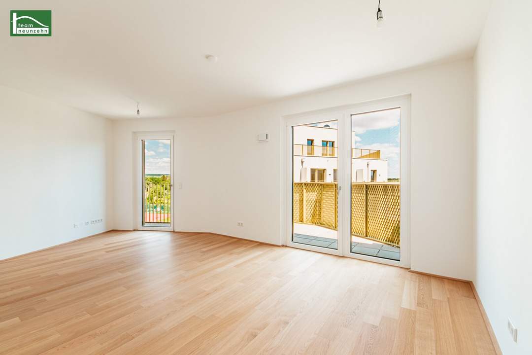 Breiten Sie sich aus - geräumiger 2.Zimmer-Neubau mit Balkon, Geothermie, Fussbodentemperierung, tlw. Raumhöhe von 2,60m