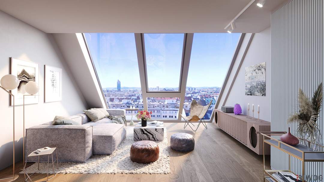 ERSTBEZUG | PENTHOUSE MIT WIENBLICK | 360° Dachterrasse | direkter Liftzugang | 5 Zimmer | Bodentiefe Panoramaverglasung