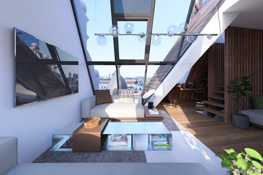Einmalige Dachgeschosswohnung am Naschmarkt – Mit Vision veredelbar zum 215 m² PENTHOUSE-Juwel mit einmaligen 360°-Blick über Wien, Wohnung-kauf, 1.500.000,€, 1050 Wien 5., Margareten