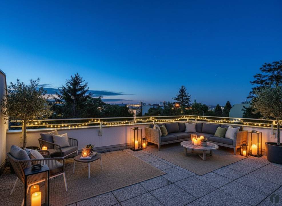 Rooftop-Refugium mit 2 uneinsehbaren Terrassen! 2-Zi-Apartment zentral & Ausblick mit Wow-Effekt.
