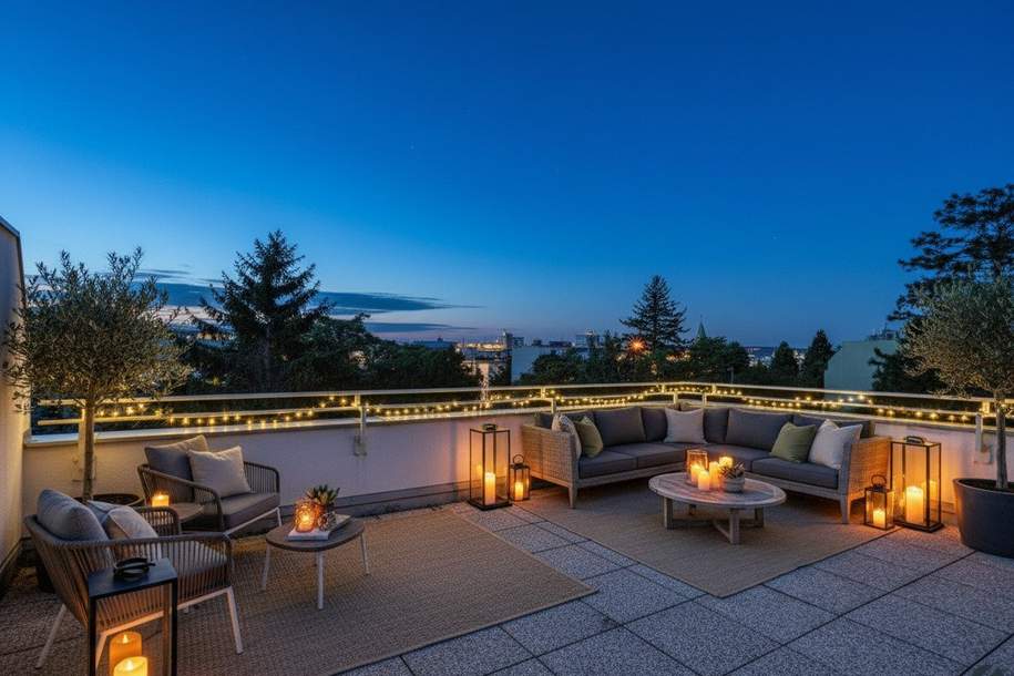 Rooftop-Refugium mit 2 uneinsehbaren Terrassen! 2-Zi-Apartment zentral & Ausblick mit Wow-Effekt., Wohnung-kauf, 279.000,€, 1210 Wien 21., Floridsdorf
